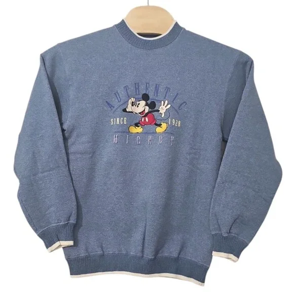 Disney Store Vintage 90s Mickey Mouse Crewneck Pullover Sweatshirt‎ Embroidered